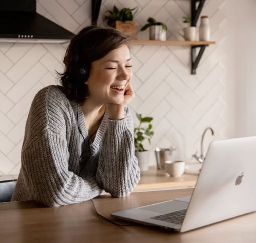 happy woman in videocall